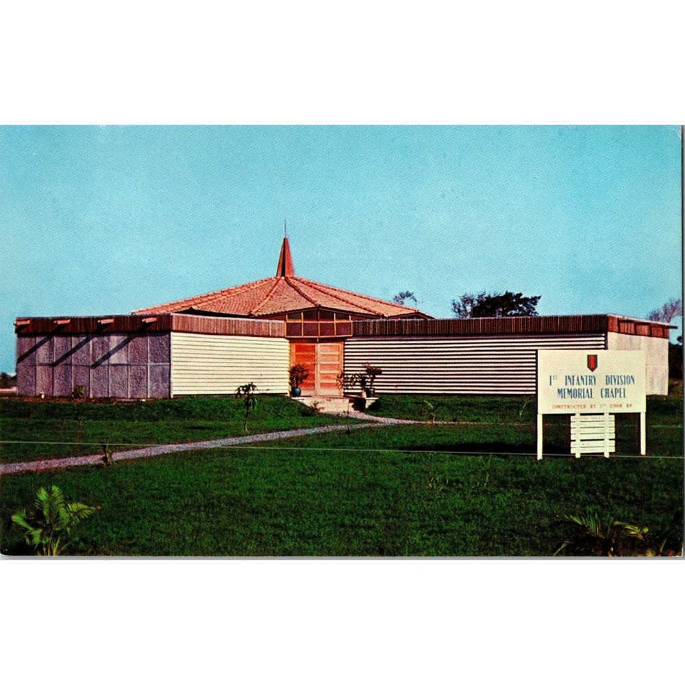 Vintage First Infantry Division Memorial Chapel Di An Vietnam Postcard‎